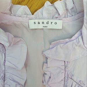 Sandro Paris Light Purple Cotton Puffy Short-sleeve Button down